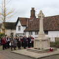 The vicar does a reading, The GSB and Remembrance Day Parades, Eye and Botesdale, Suffolk - 14th November 2021