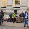 There's a drum group outside Lloyds Bank, Norwich Lights and a Village Hall Jumble Sale, Brome, Suffolk - 20th November 2021