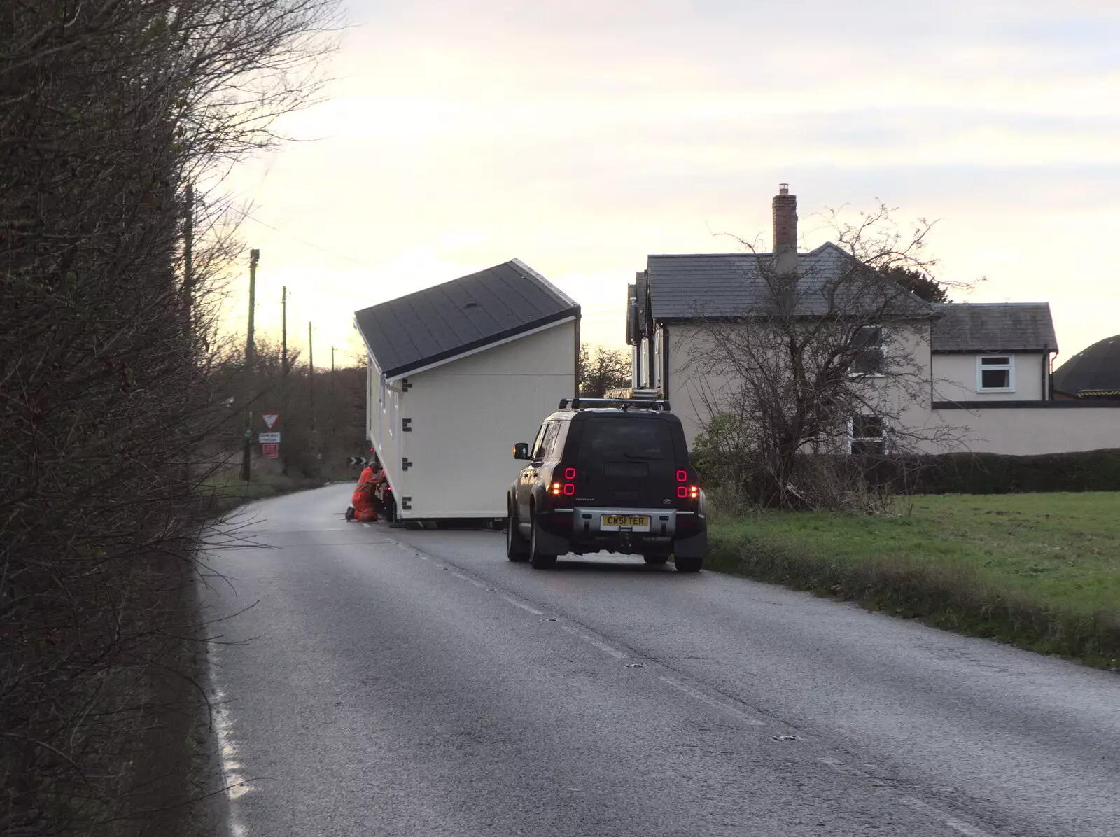 There's a mobile home on the road to Eye, from The Eye Lights Switch On, Eye, Suffolk - 3rd December 2021