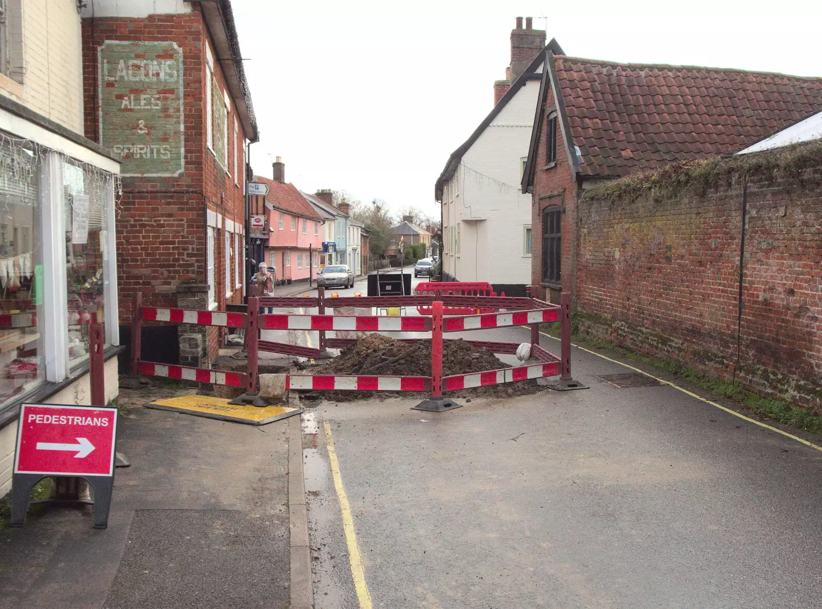 Church Street in Eye is closed for roadworks, from The Eye Lights Switch On, Eye, Suffolk - 3rd December 2021