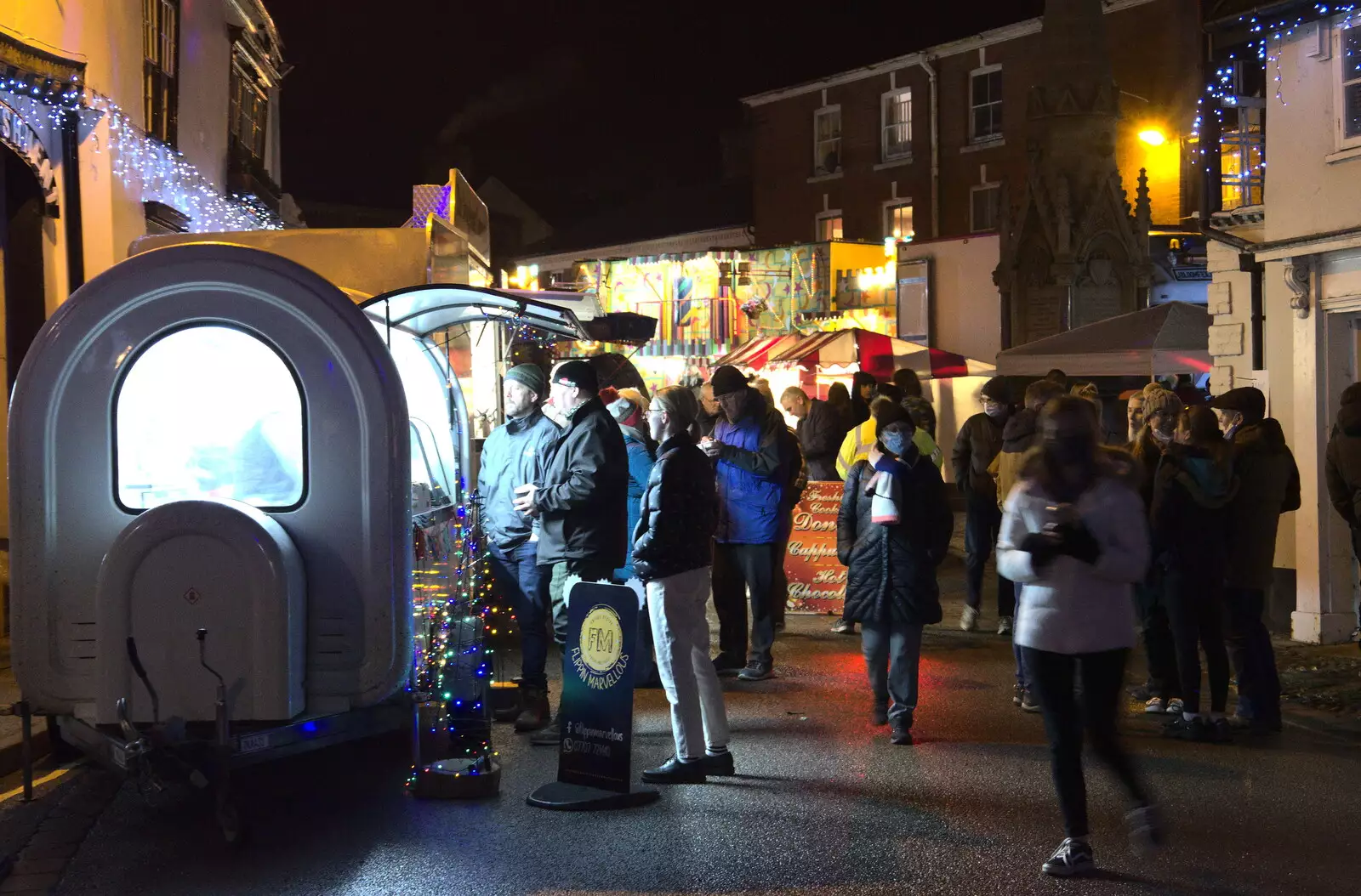 A doughnut van does some trade, from The Eye Lights Switch On, Eye, Suffolk - 3rd December 2021