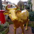 A golden cow outside Palfrey and Hall, Dove Players' Trouble in Pantoland, Eye Community Centre, Suffolk - 11th December 2021
