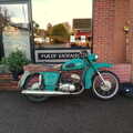 There's a cool old motorbike outside Turkuaz, Dove Players' Trouble in Pantoland, Eye Community Centre, Suffolk - 11th December 2021