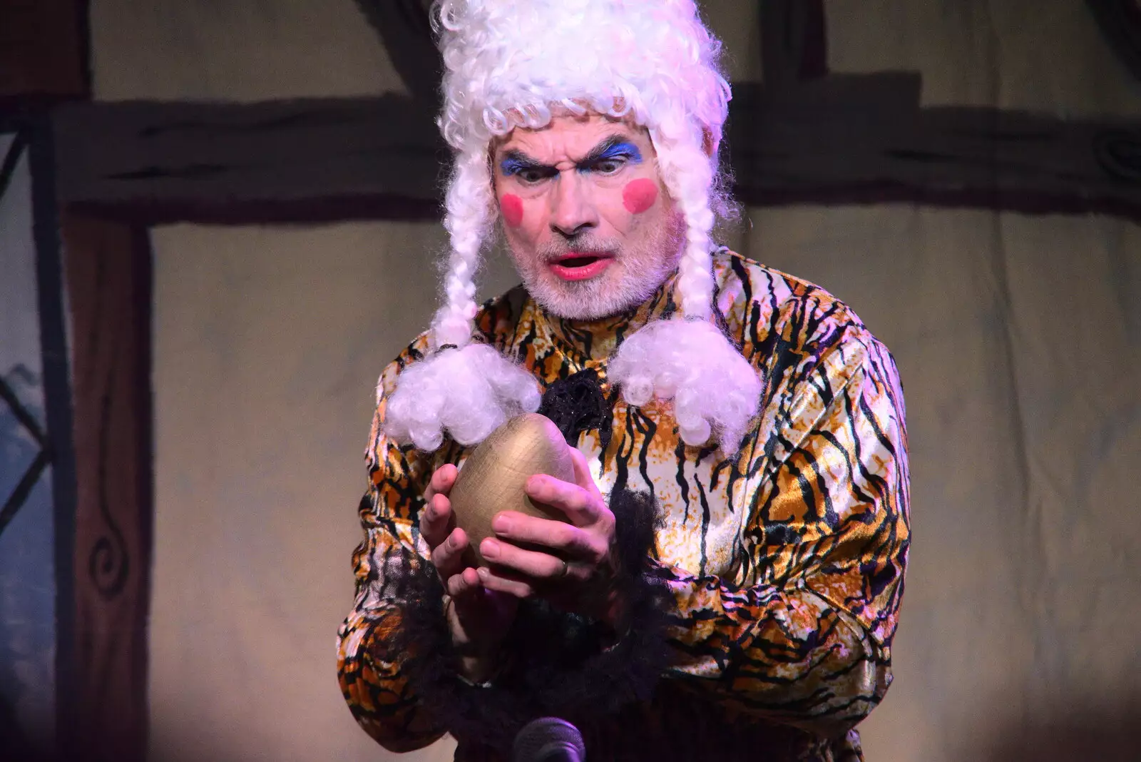 Mother Goose has found a golden egg, from Dove Players' Trouble in Pantoland, Eye Community Centre, Suffolk - 11th December 2021