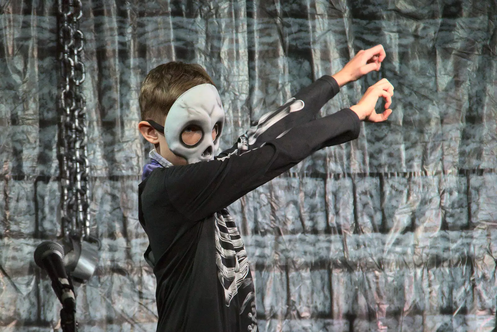 Harry does a skeleton dance to Thriller, from Dove Players' Trouble in Pantoland, Eye Community Centre, Suffolk - 11th December 2021