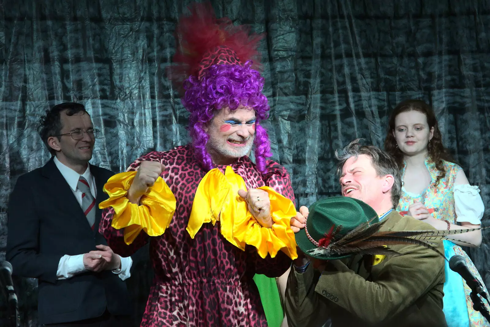 Mother Goose and Baron Hardup, from Dove Players' Trouble in Pantoland, Eye Community Centre, Suffolk - 11th December 2021