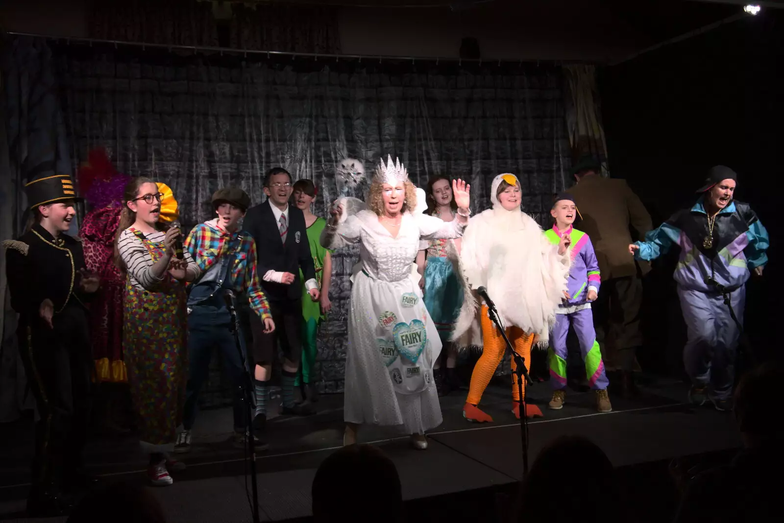 There's an all-cast singing moment, from Dove Players' Trouble in Pantoland, Eye Community Centre, Suffolk - 11th December 2021