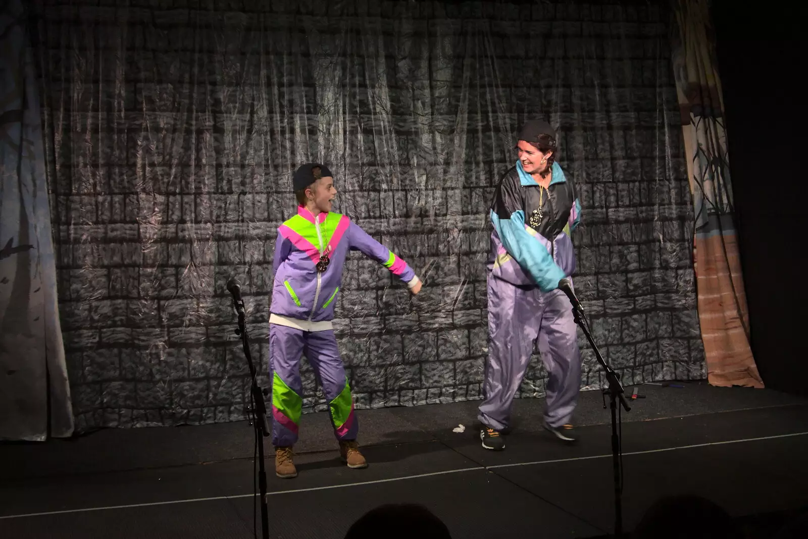 'Nick' and 'Nack' do a bit of flossing, from Dove Players' Trouble in Pantoland, Eye Community Centre, Suffolk - 11th December 2021