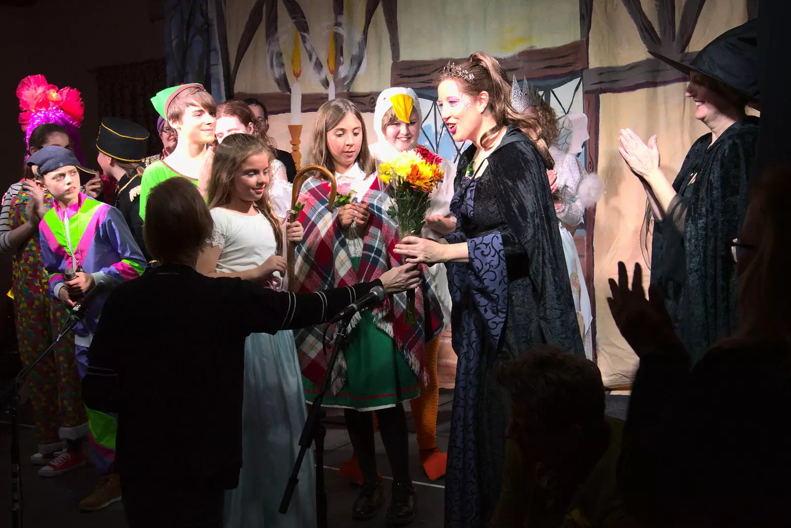 Suzanne gets some flowers, from Dove Players' Trouble in Pantoland, Eye Community Centre, Suffolk - 11th December 2021