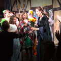 Suzanne gets some flowers, Dove Players' Trouble in Pantoland, Eye Community Centre, Suffolk - 11th December 2021