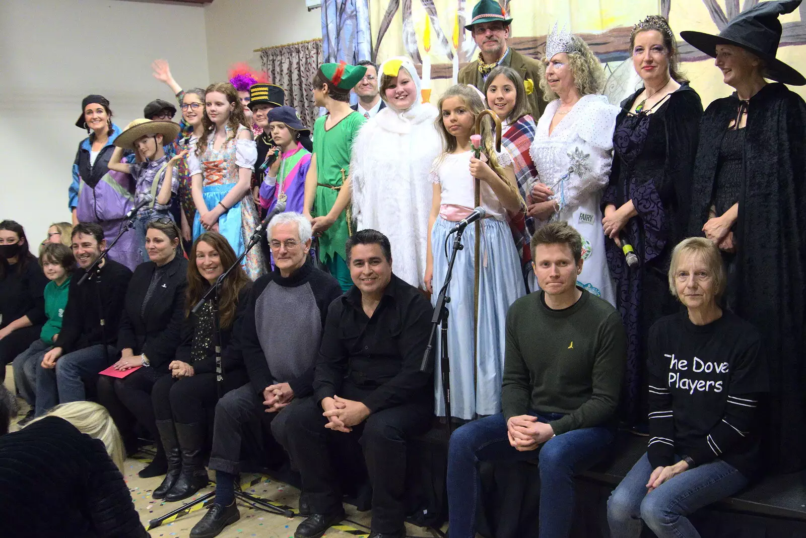 The cast, band and assorted helpers, from Dove Players' Trouble in Pantoland, Eye Community Centre, Suffolk - 11th December 2021