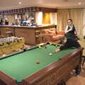 Harry cues up on the pool table, Dove Players' Trouble in Pantoland, Eye Community Centre, Suffolk - 11th December 2021