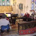 The horn section waits, GSB Carols and Beer With the Lads, Thornham and Thorndon, Suffolk  - 18th December 2021