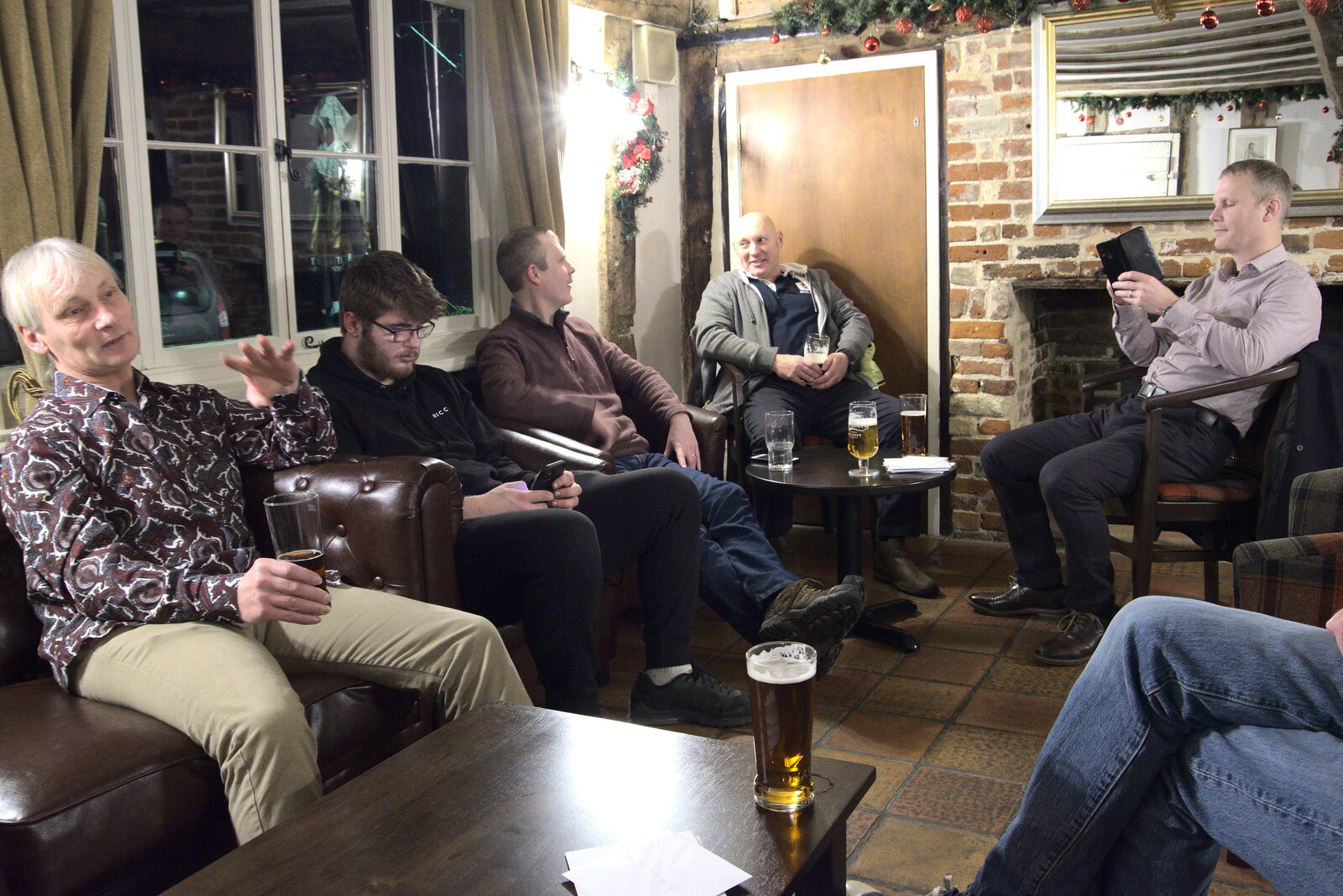 The lads meet up at the Thorndon Black Horse from GSB Carols and Beer With the Lads, Thornham and Thorndon, Suffolk  - 18th December 2021