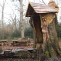 The fallen tree has been turned into a hut, A Return to Thornham Walks, Thornham, Suffolk - 19th December 2021