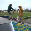 Fred and Harry on the ramps in Eye, Scooters and a Bit of Christmas Shopping, Eye and Norwich, Norfolk - 23rd December 2021
