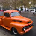 There's a bright orange hotrod on Gaol Hill, Scooters and a Bit of Christmas Shopping, Eye and Norwich, Norfolk - 23rd December 2021