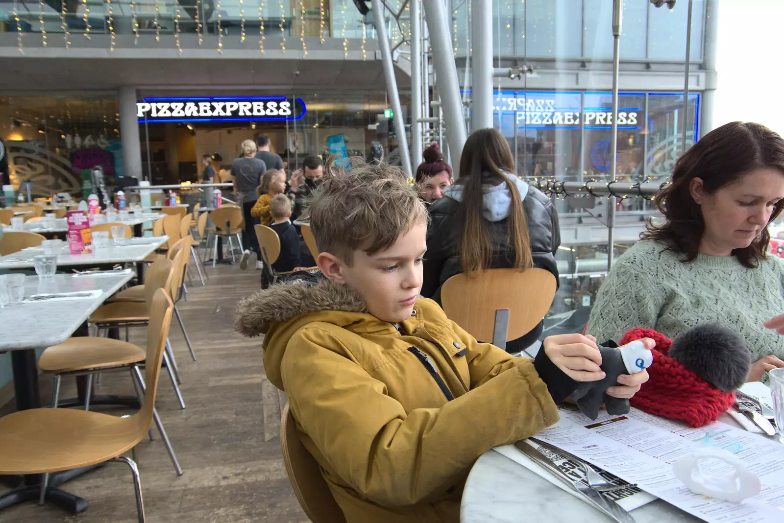 Harry in Pizza Express, from Scooters and a Bit of Christmas Shopping, Eye and Norwich, Norfolk - 23rd December 2021