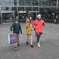 Fred, Harry and Isobel exit the Forum, Scooters and a Bit of Christmas Shopping, Eye and Norwich, Norfolk - 23rd December 2021