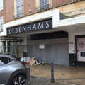 Debenham's former entrance is boarded up, Scooters and a Bit of Christmas Shopping, Eye and Norwich, Norfolk - 23rd December 2021