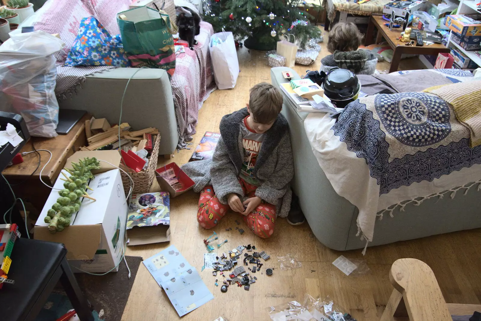 Harry starts on some Lego, from Christmas Day at Home, Brome, Suffolk - 25th December 2021