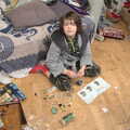 Fred looks up from his Lego building, Christmas Day at Home, Brome, Suffolk - 25th December 2021