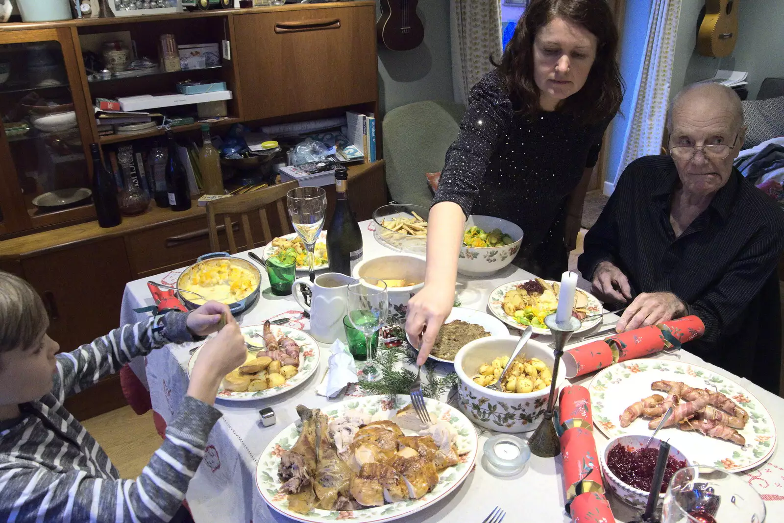 Christmas dinner occurs, from Christmas Day at Home, Brome, Suffolk - 25th December 2021