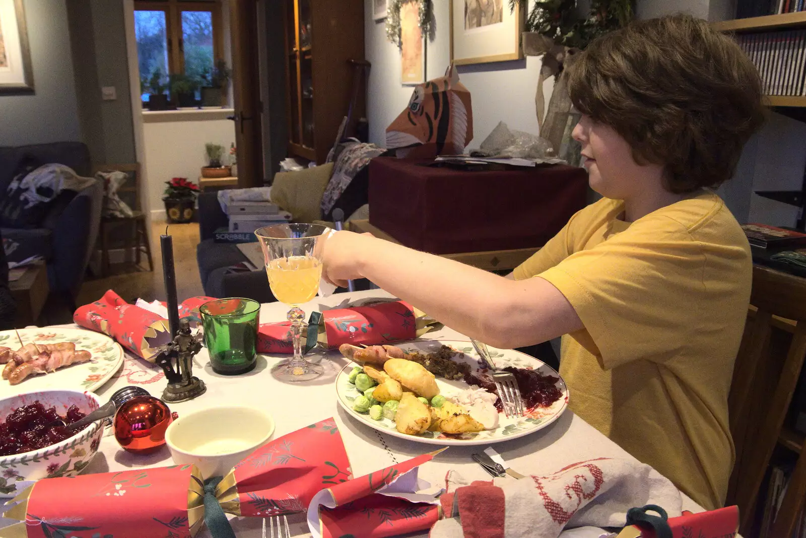 Fred does Christmas dinner, from Christmas Day at Home, Brome, Suffolk - 25th December 2021