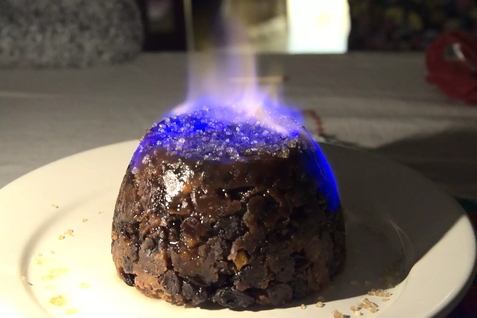 We set fire to the Christmas pudding , from A Few Hours at the Seaside, Southwold, Suffolk - 27th December 2021