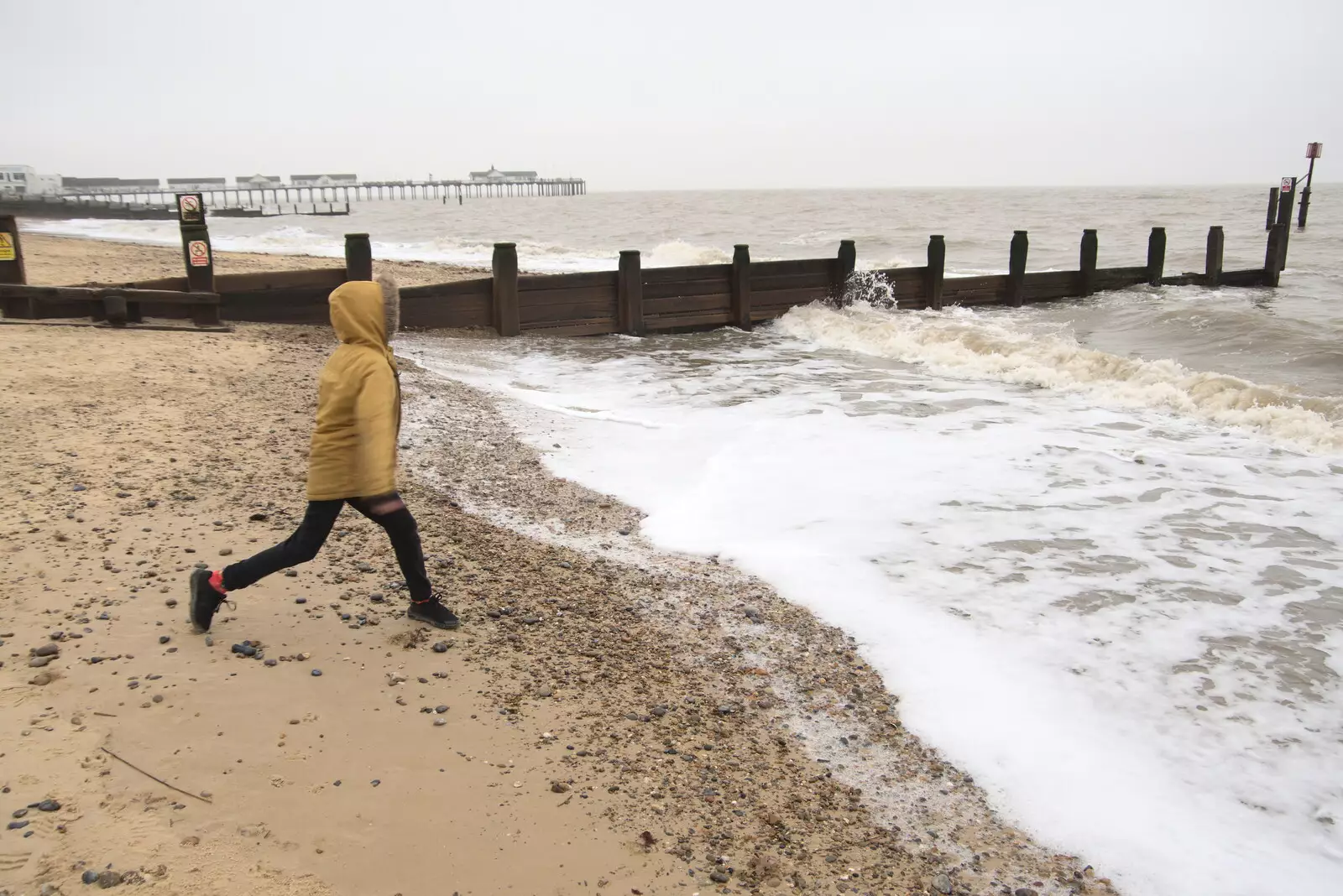 Harry faces off to the sea, from A Few Hours at the Seaside, Southwold, Suffolk - 27th December 2021