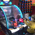 Harry does an interactive Space Invaders, A Few Hours at the Seaside, Southwold, Suffolk - 27th December 2021