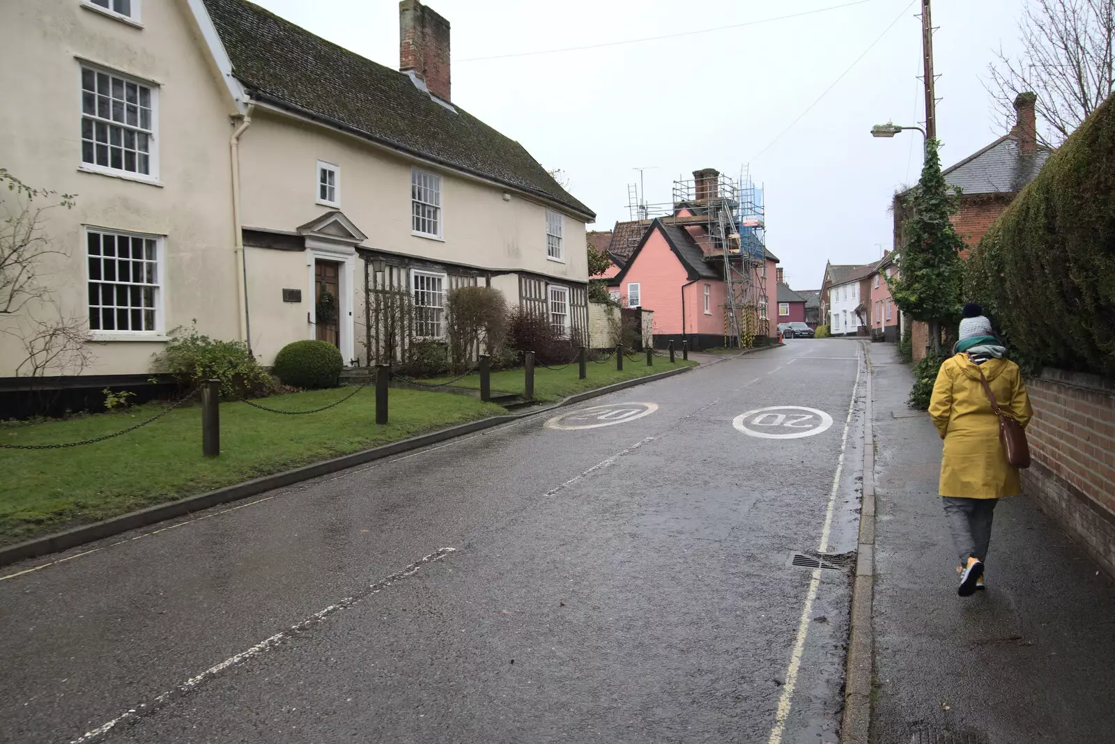 Isobel walks along Castle Street, from New Year's Day, Brome, Suffolk - 1st January 2022