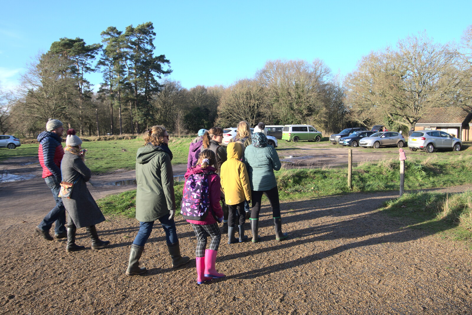 The walkers set off from A Walk Around Knettishall Heath, Thetford, Norfolk - 2nd January 2022