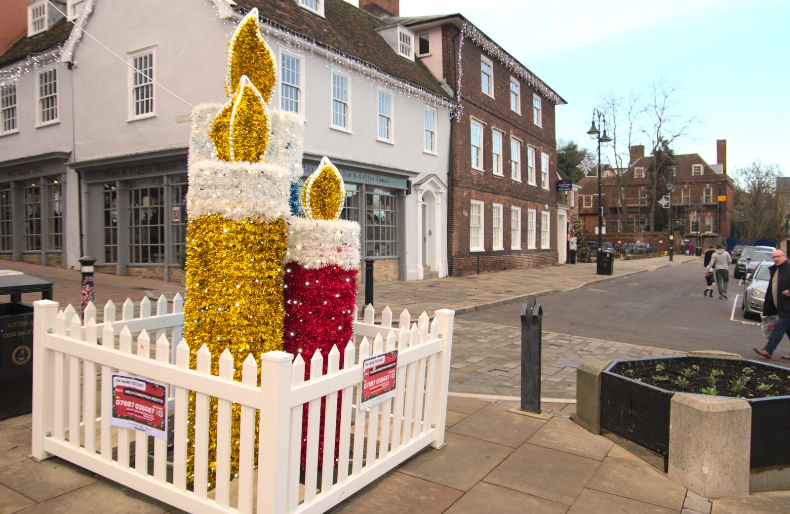 Christmas candles on Angel Hill from A Few Hours in Bury St. Edmunds, Suffolk - 3rd January 2022