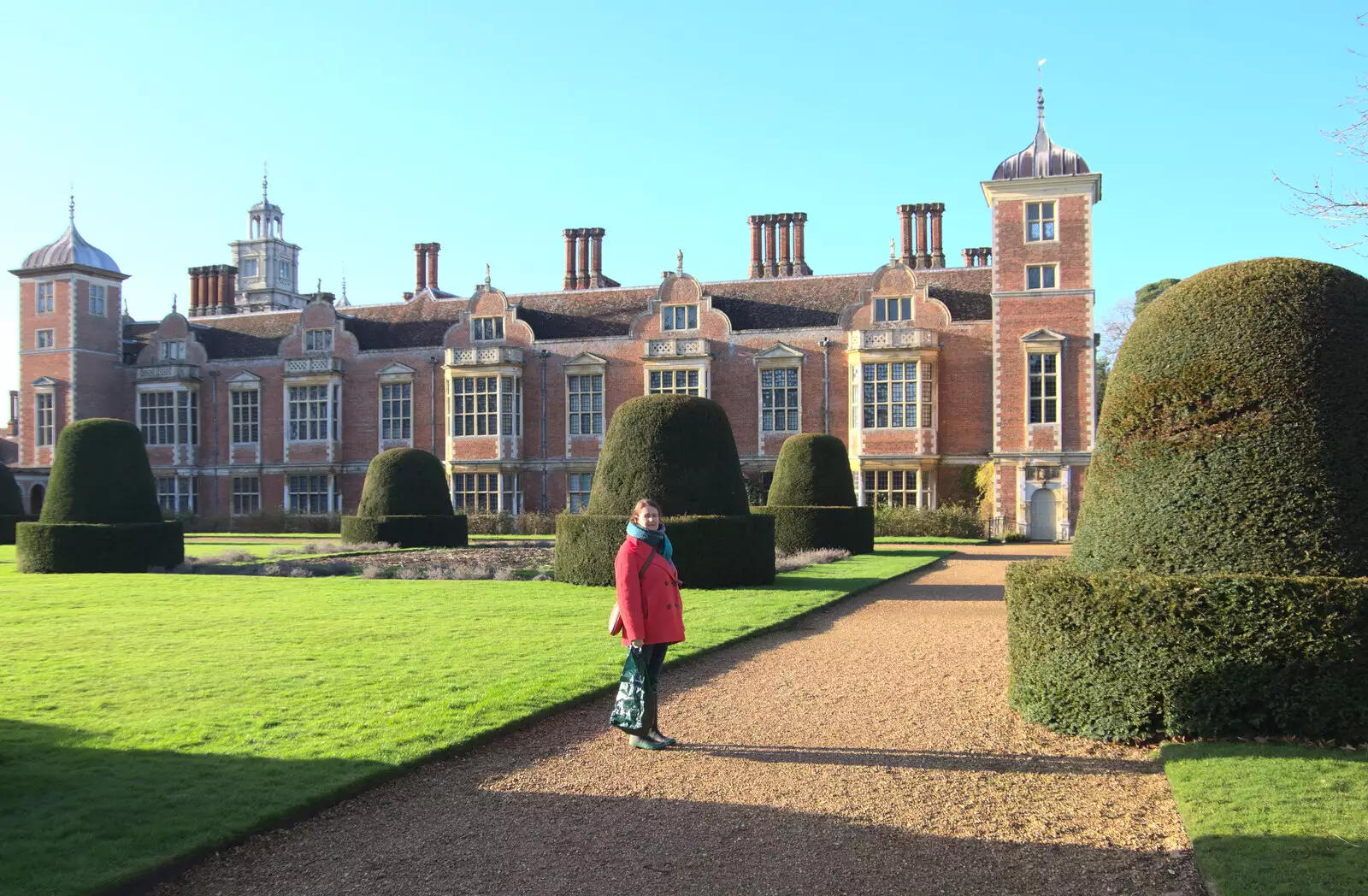 Isobel looks back, from A Visit to Blickling Hall, Aylsham, Norfolk - 9th January 2022