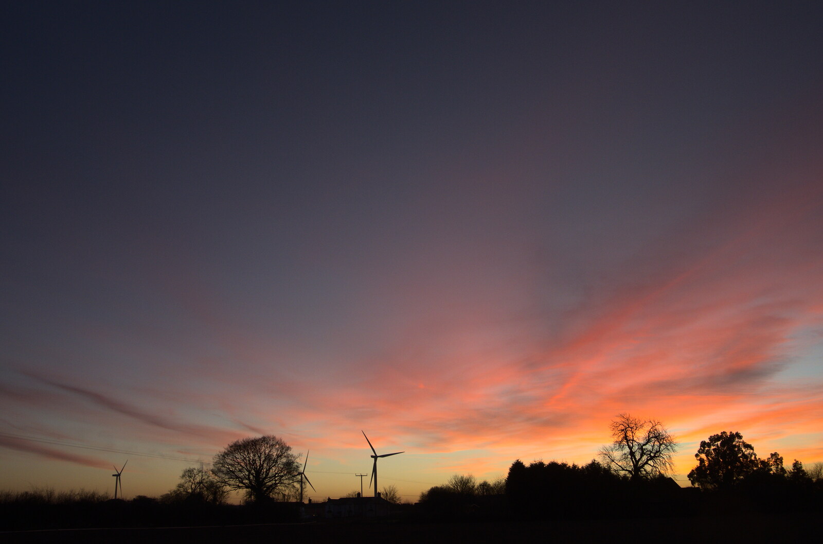 A nice sunset over the wind turbines from A Visit to Blickling Hall, Aylsham, Norfolk - 9th January 2022