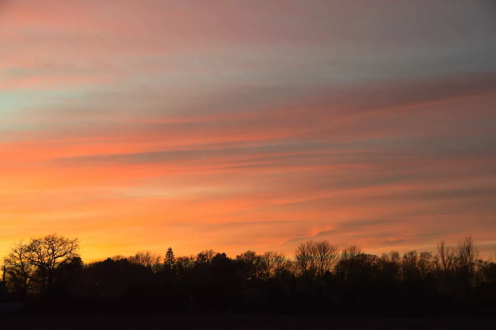 Sunset over the side field, from A Visit to Blickling Hall, Aylsham, Norfolk - 9th January 2022