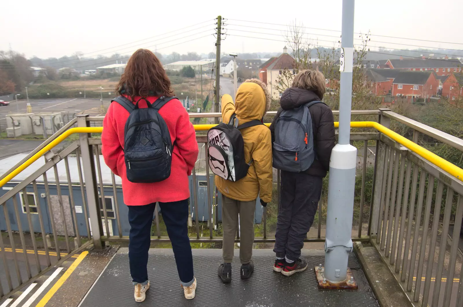 We stand on the bridge and look out, from A Trip to the Natural History Museum, Kensington, London - 15th January 2022