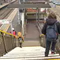 The boys on the railway footbridge, A Trip to the Natural History Museum, Kensington, London - 15th January 2022