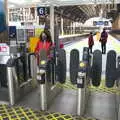 Isobel walks through the ticket barrier, A Trip to the Natural History Museum, Kensington, London - 15th January 2022