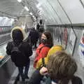 Isobel looks back on the escalator, A Trip to the Natural History Museum, Kensington, London - 15th January 2022