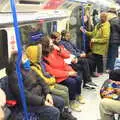 Isobel and the boys on the tube, A Trip to the Natural History Museum, Kensington, London - 15th January 2022