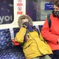 Harry lies back on the tube, A Trip to the Natural History Museum, Kensington, London - 15th January 2022