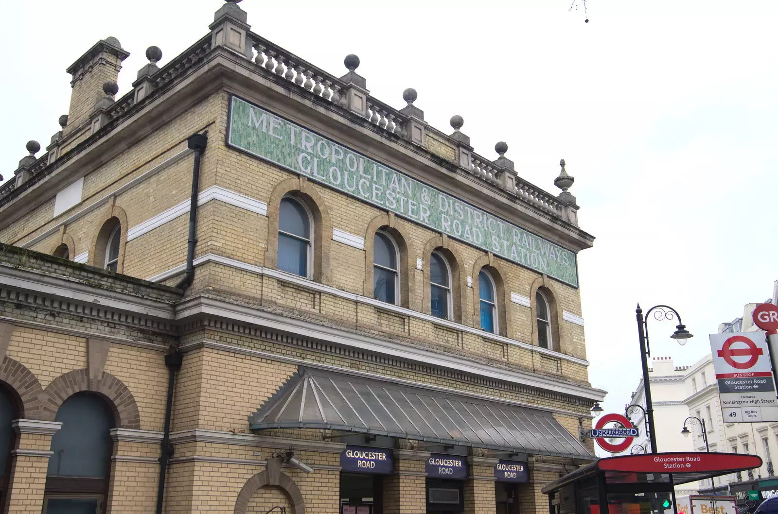 A Victorian tiled sign for the station, from A Trip to the Natural History Museum, Kensington, London - 15th January 2022