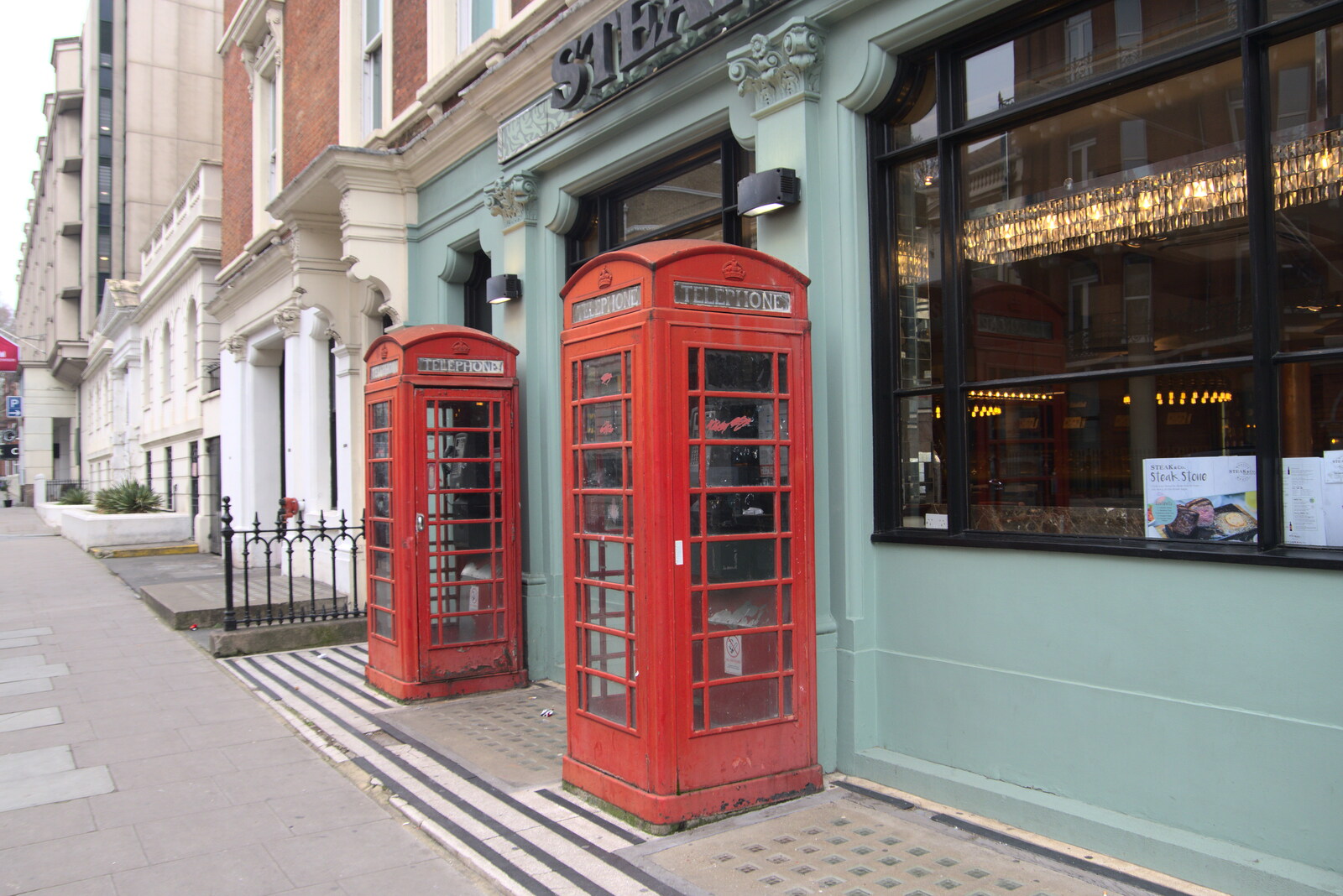 A couple of neglected K6 phone boxes from A Trip to the Natural History Museum, Kensington, London - 15th January 2022