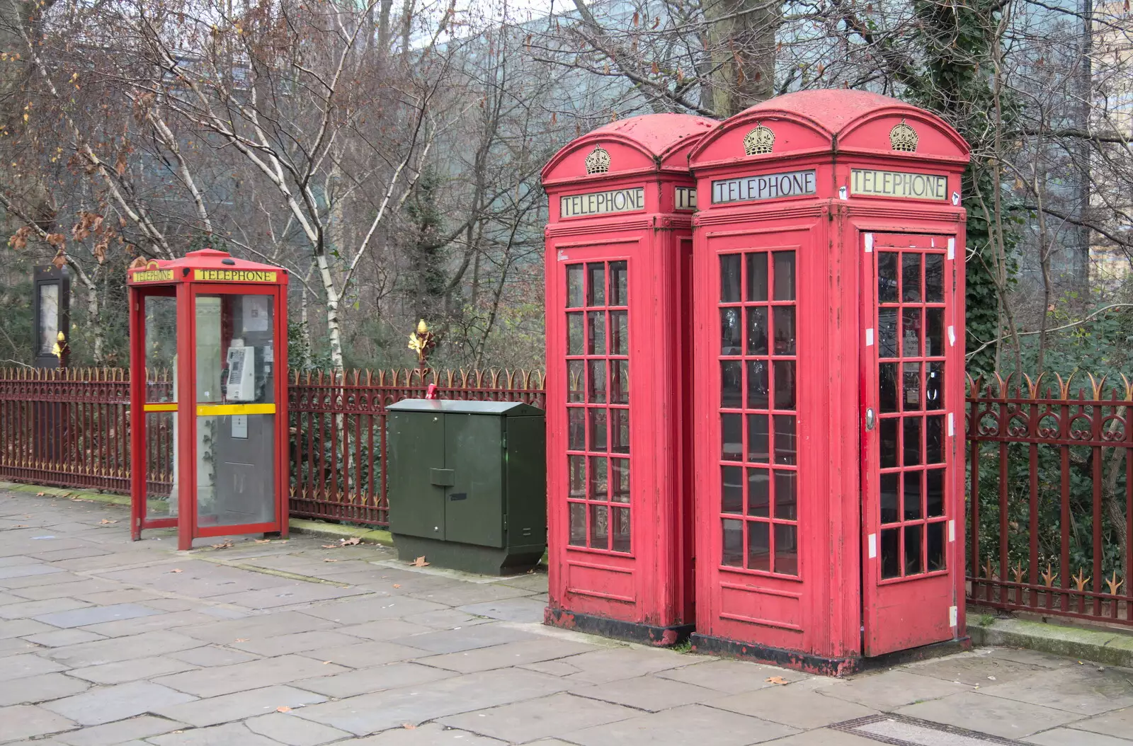 A pair of rarer K2 phone boxes, from A Trip to the Natural History Museum, Kensington, London - 15th January 2022