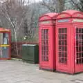 A pair of rarer K2 phone boxes, A Trip to the Natural History Museum, Kensington, London - 15th January 2022