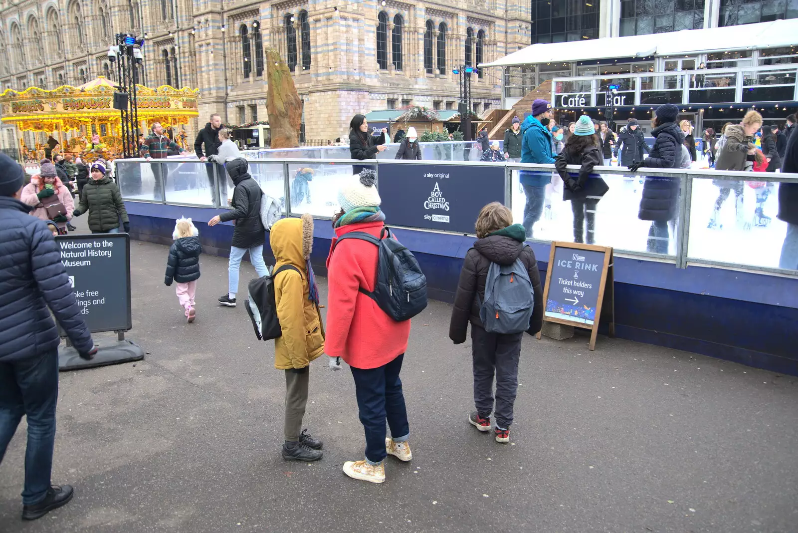 We hang around outside the skating rink, from A Trip to the Natural History Museum, Kensington, London - 15th January 2022