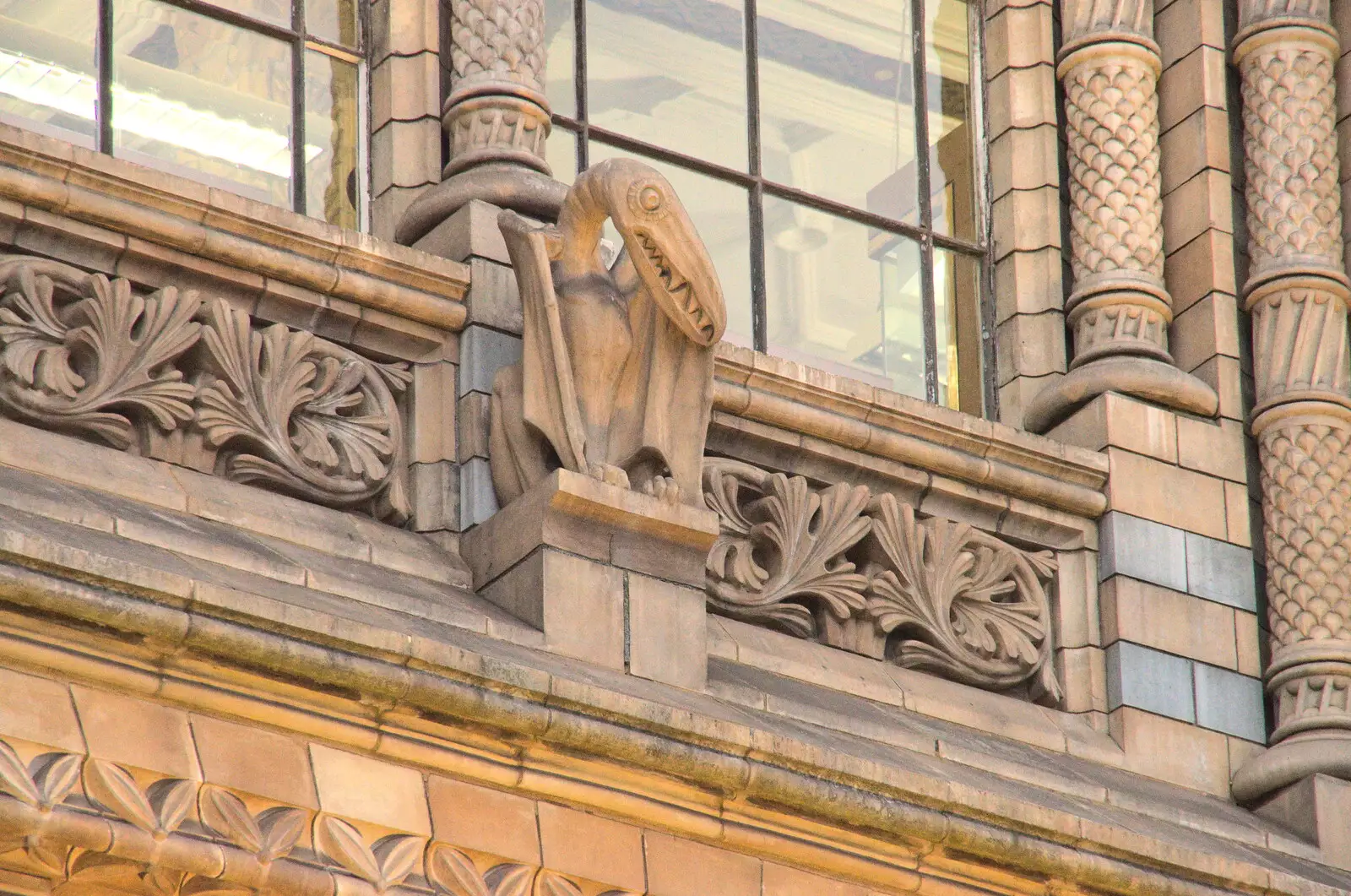 Curious gargoyles perch up on the building, from A Trip to the Natural History Museum, Kensington, London - 15th January 2022