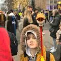 Harry's got a dinosaur head on a stick, A Trip to the Natural History Museum, Kensington, London - 15th January 2022